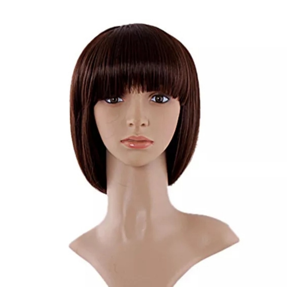 Black short bang wig